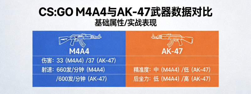 CS:GO游戏中M4A4与AK-47武器数据对比图表